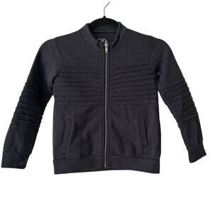 NWT Chaser Boys Heather Gray Long Sleeve Zip up Mock Neck Fleece Jacket-Size 6